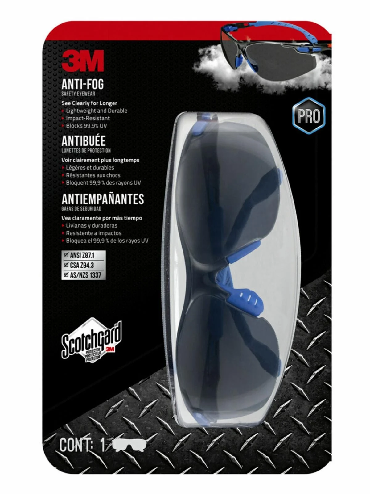 3M™ Anti-Fog Goggle with Scotchgard™ Protector 47211H1-VDC, Black/Blue, Gray Lens