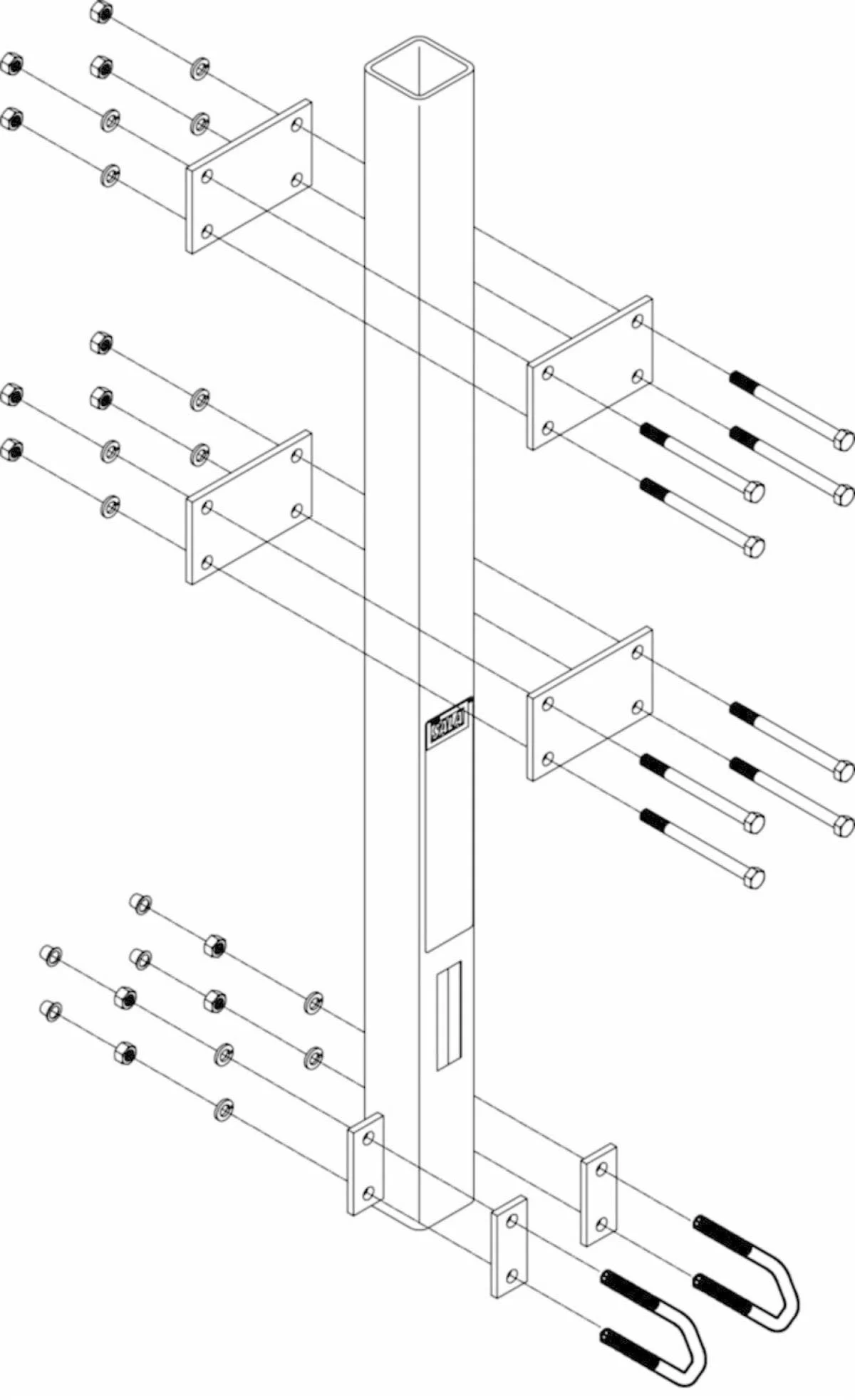 3M™ DBI-SALA® Lad-Saf™ Bottom Bracket For Ladder Mast/Ladder Anchor Post 6116027, Galvanized Steel