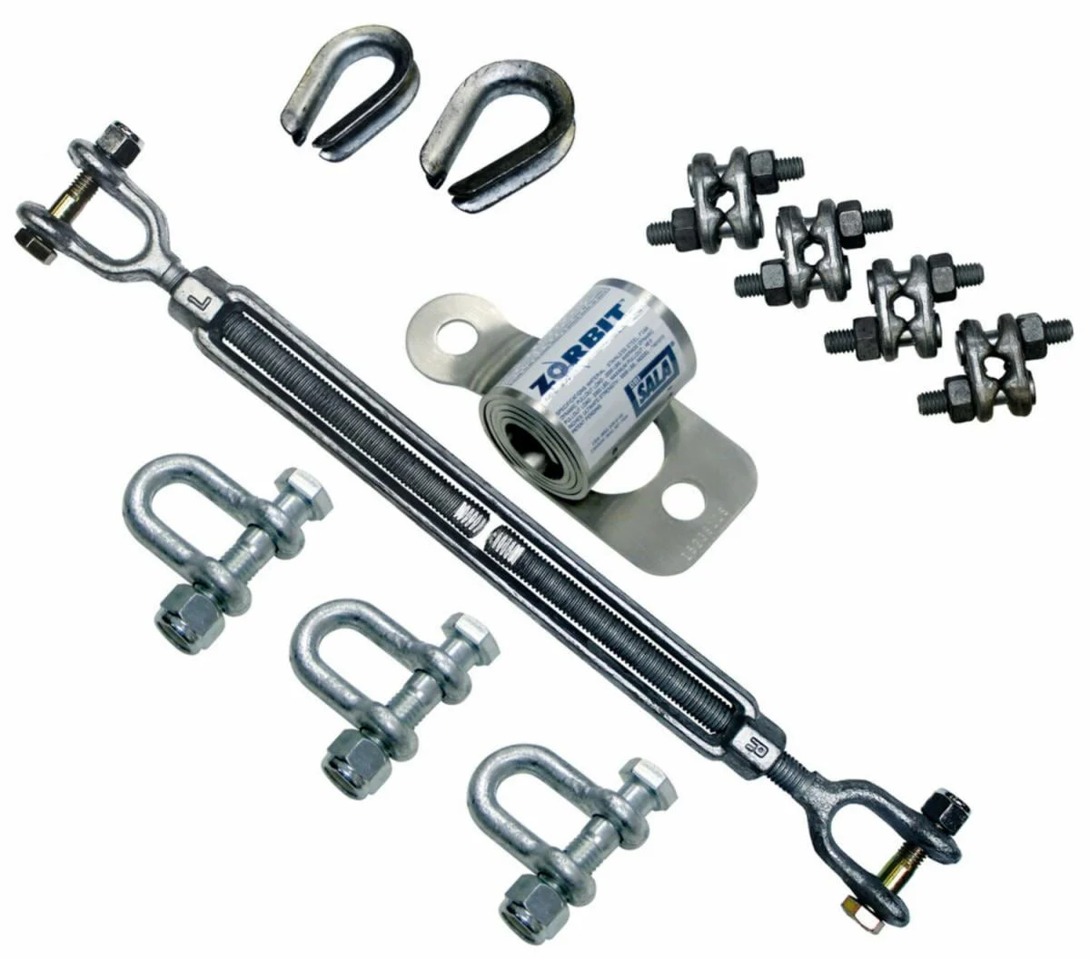 3M™ DBI-SALA® Metal Horizontal Lifeline Energy Absorber with Hardware Kit 7401033, 3 Shackles, Turnbuckle, Cable Clips