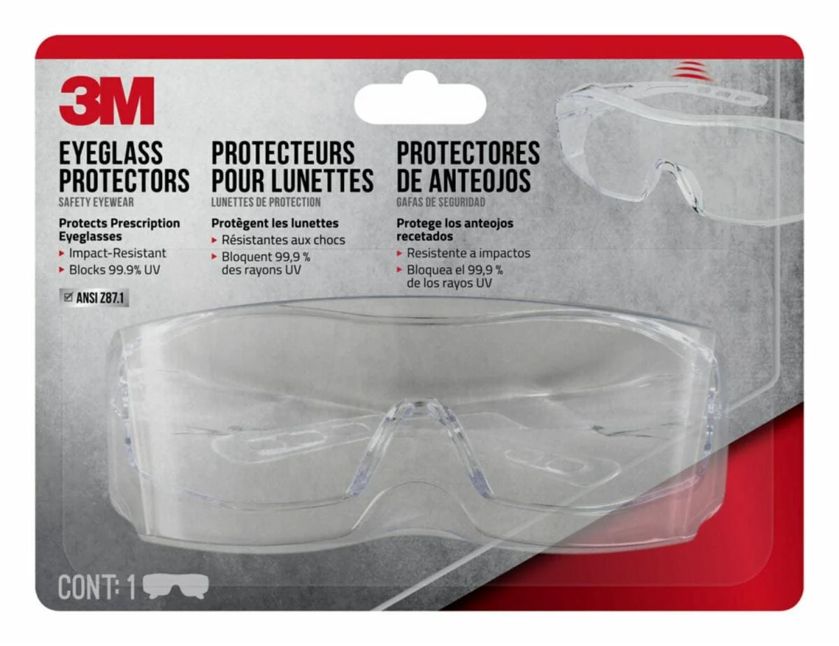 3M™ Eyeglass Protectors Safety Eyewear, Clear, Clear Lens