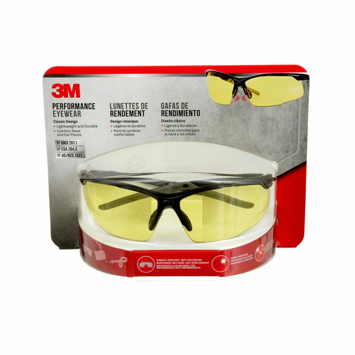 3M™ Performance Eyewear Anti-Fog, 47071H1-DC, Black/Gray, Gray Lens, 4/Case