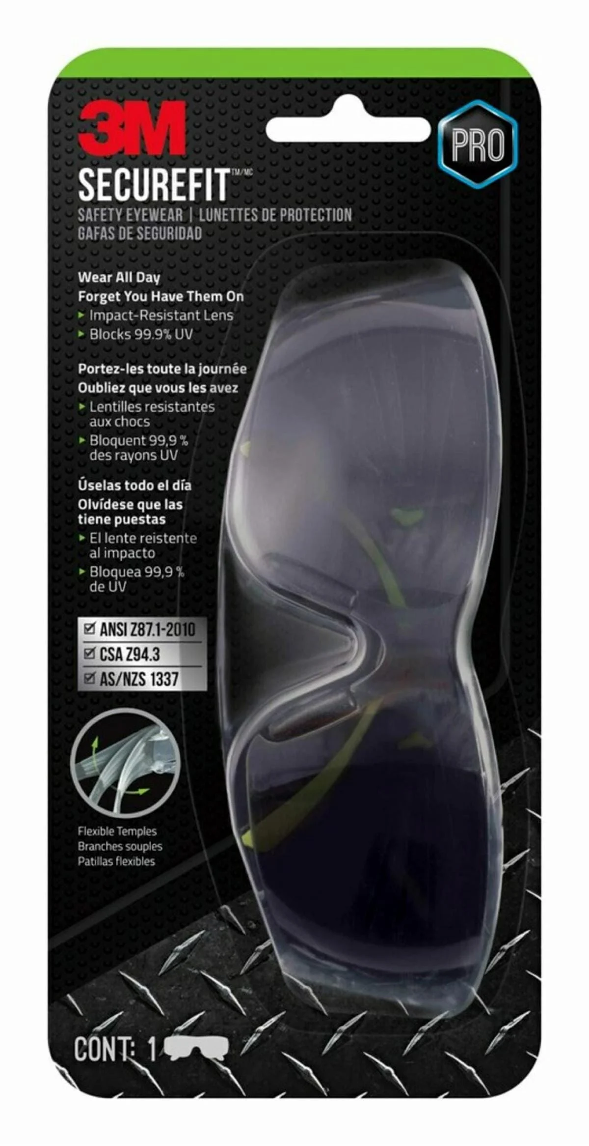 3M™ SecureFit™ 400 Safety Eyewear SF400G-LV-4-PS, Gray Anti-Fog, 1 Eyewear, 4/case