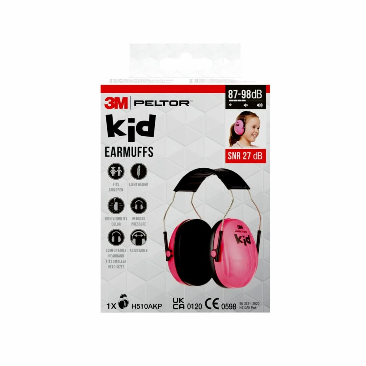 Casque anti-bruit pour enfants 3M™ PELTOR™ Kid H510AKP, SNR 27 dB, rose