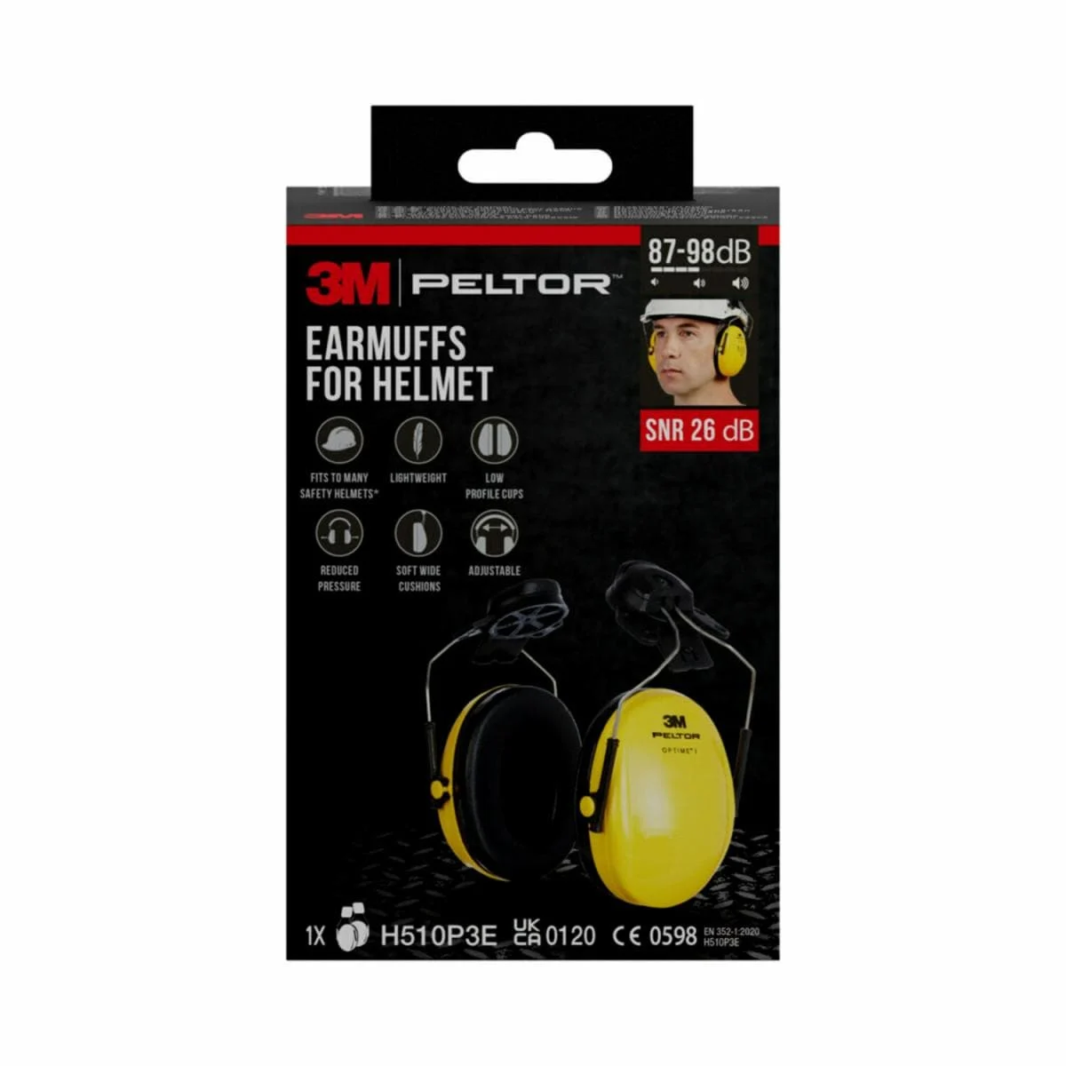 Coquilles anti-bruit pour casque 3M™ PELTOR™ Optime™ I H510P3E, SNR 26 dB, jaunes