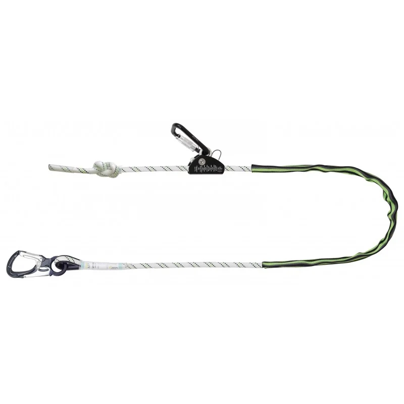 ASTRA - Work positioning lanyard, Kernmantle rope lg. 4 m, aluminum grip adjusterand connectors