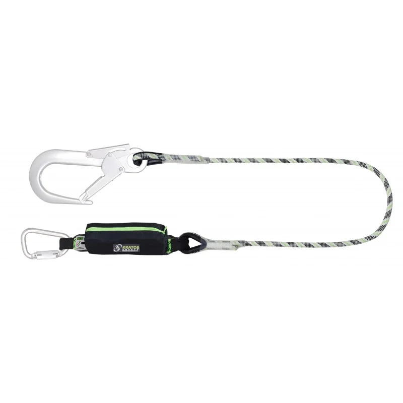CURIOSITY-S - Energy absorbing kernmantle rope lanyard with aluminium connectors, lg. 1.20 m