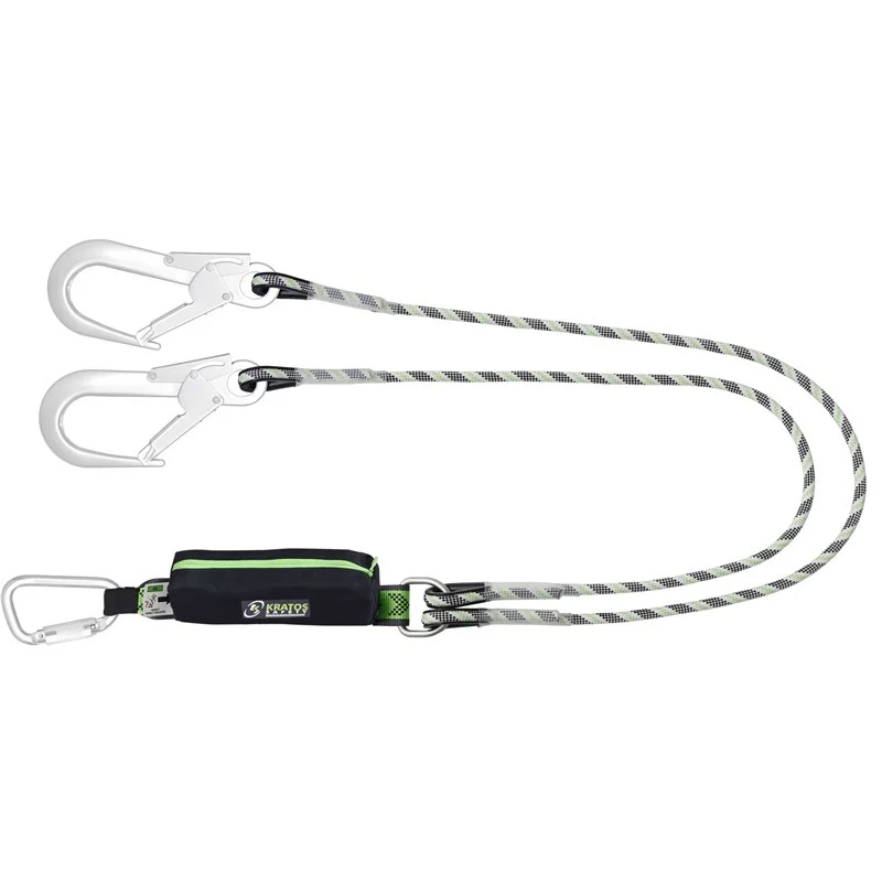 CURIOSITY-S - Longe fourche en corde tressée avec absorbeur d’énergie et connecteurs aluminium, lg. 1,50 m