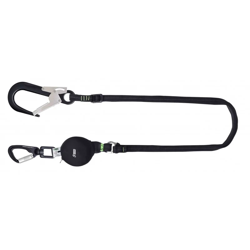 GRAVITY-S, Adjustable webbing lanyard with compact energy absorber (140 kg, sharp edges), lg. 2 m