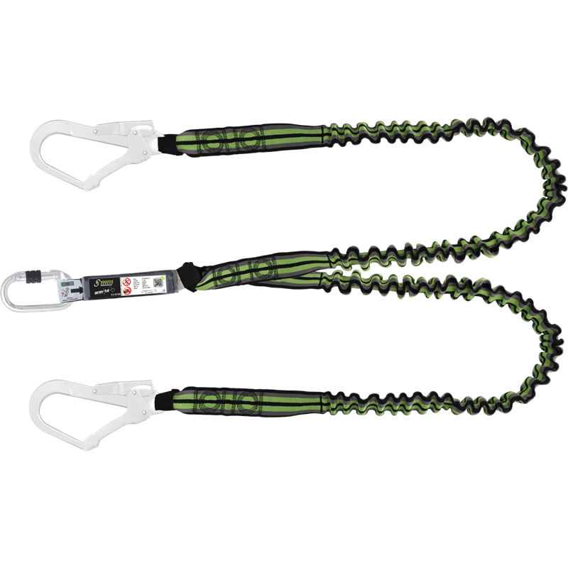 HOPE - Longe fourche en sangle élastique 1,50 m avec absorbeur d’énergie et mousquetons FA5010117 et FA5020755