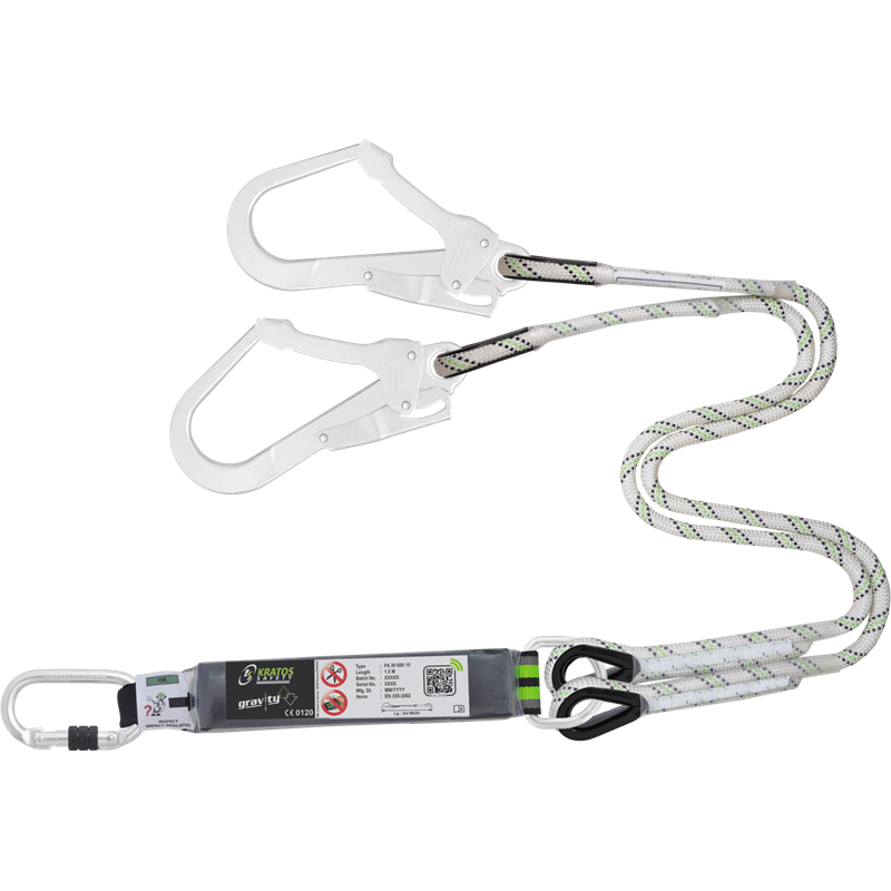 HOPE - Forked energy absorbing kernmantle rope lanyard 1 mtr with connectors FA 50 101 17 and FA 50 207 55