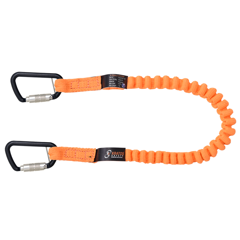 Longe élastique avec connecteurs intégrés pour connexion outils