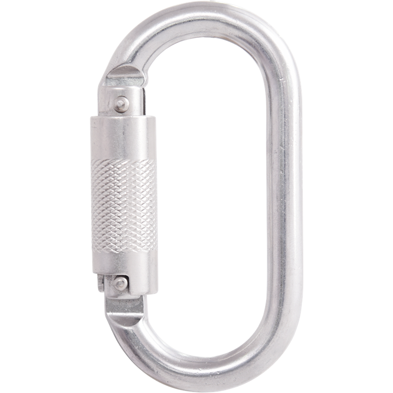 Steel quarter turn-locking karabiner