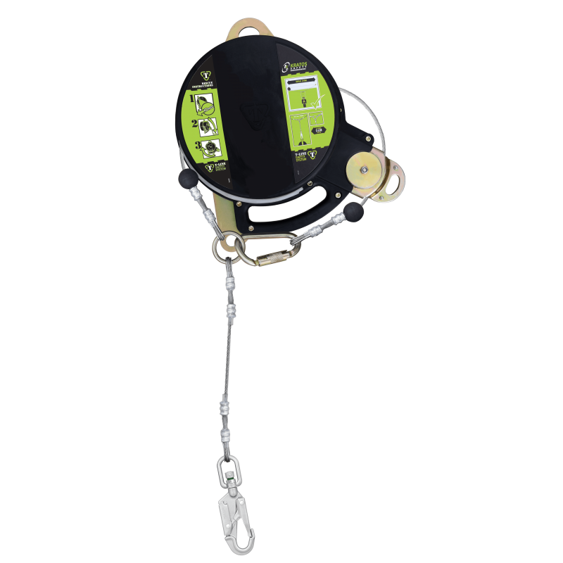 T-LINE, Antichute à rappel automatique à double câble de sécurité en acier INOX, lg. 12 m