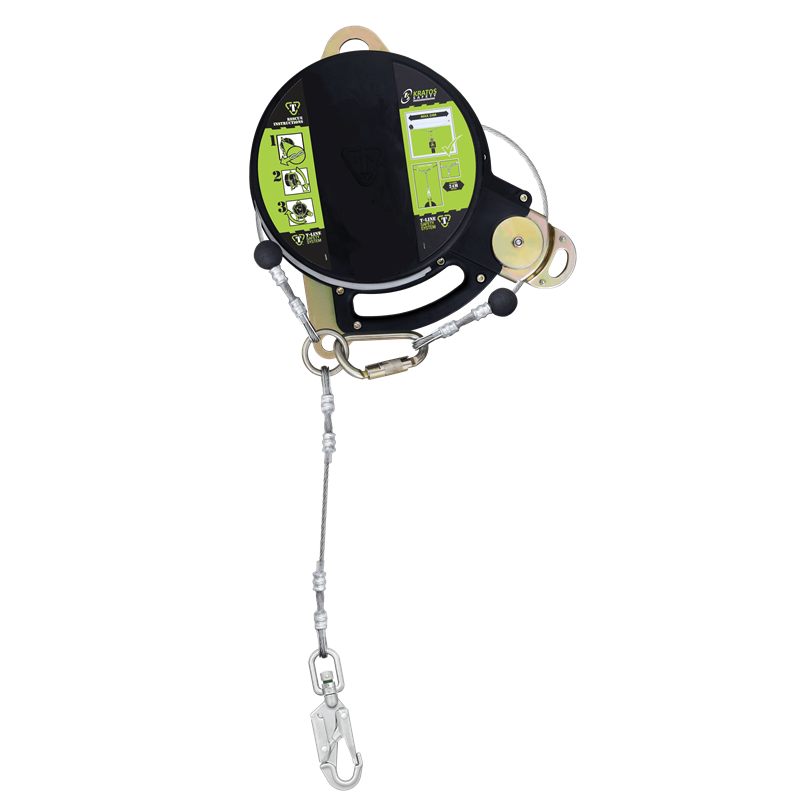 T-LINE, Retractable fall arrester with steel dual safety cable, lg. 12 m