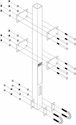 3M™ DBI-SALA® Lad-Saf™ Bottom Bracket For Ladder Mast/Ladder Anchor Post 6116027, Galvanized Steel