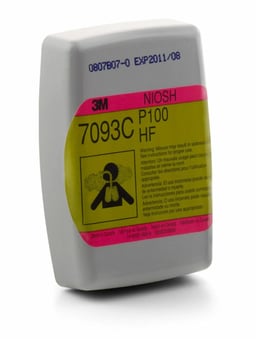 3M™ Hydrogen Fluoride Cartridge/Filter 7093CB, P100, with Nuisance Level Organic Vapor and Acid Gas Relief 144 EA/Case