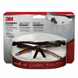 3M™ Performance Safety Eyewear, Aerodynamic Design, 47090-WZ4, Black w/Red Accent Frame, Clear Lens, Anti-Fog