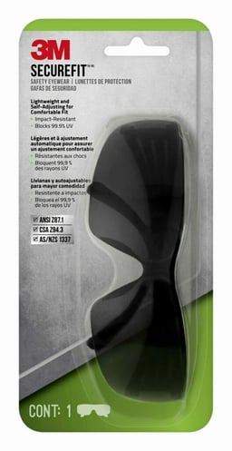 3M™ SecureFit™201 Eyewear Anti-Fog, SF201G1-DC, Gray, Gray Lens, 4/case