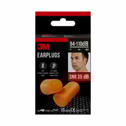 Bouchons d'oreille 3M™ 1100, mousse douce, SNR 35 dB, oranges, 4 paires + 1 étui de rangement par paquet
