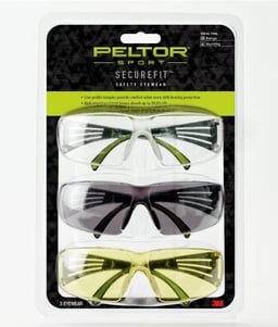 Peltor™ Sport SecureFit™ 400 Eye Protection SF400-P3PK-6, 3 Pack: Clear + Amber + Gray Lenses, Anti Fog