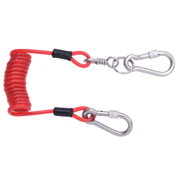 Longe porte-outils spirale avec connecteurs intégrés pour connexion d'outils à un point d'attache sur le harnais ou la ceinture