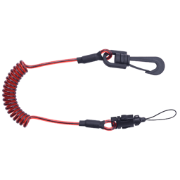 Longe porte-outils spirale avec un connecteur à émerillon et une boucle d'accrochage détachable